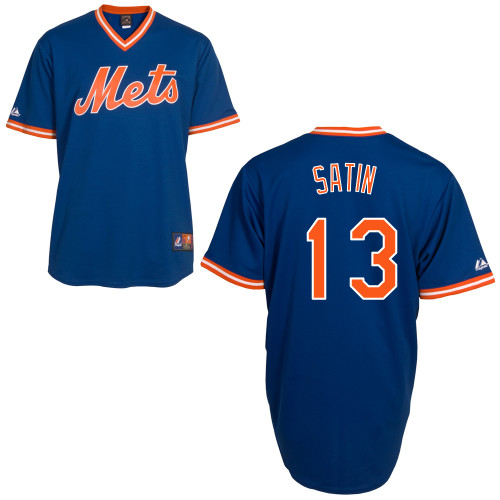 Josh Satin #13 MLB Jersey-New York Mets Men's Authentic Alternate Cooperstown Blue Baseball Jersey